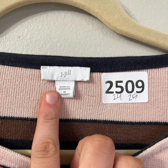 J Jill Womens Multicolor Knit Striped Sweater 1X Boat Neck 3/4 Sleeve Casual - Picture 2 of 9